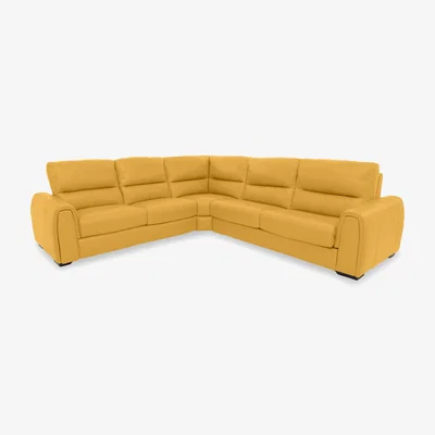 Furniture Village Flex NC Leather Large Left Hand Facing Corner Sofa Bed with Storage Arm - Sunflower