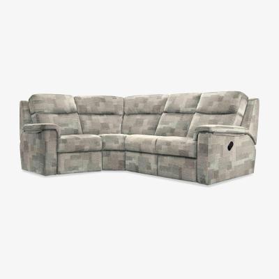 Furniture Village G Plan - Thornbury Fabric Manual Recliner Left Hand Facing Corner Sofa - Checkers Smoke