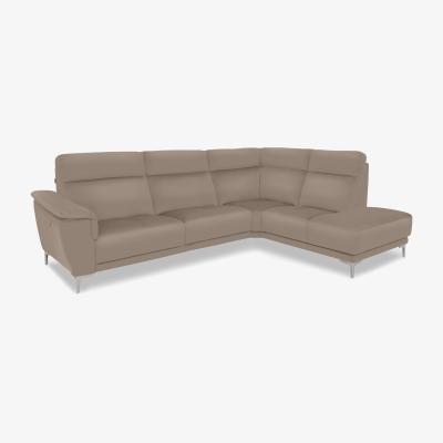 Furniture Village Nicoletti Italia - Amalfi Leather Right Hand Facing Chaise Sofa - Torello Taupe