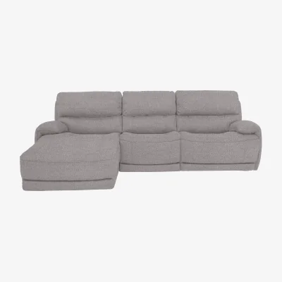 Furniture Village Link Fabric Power Recliner Left Hand Facing Corner Chaise Sofa with Power Headrests - R27 Pewter