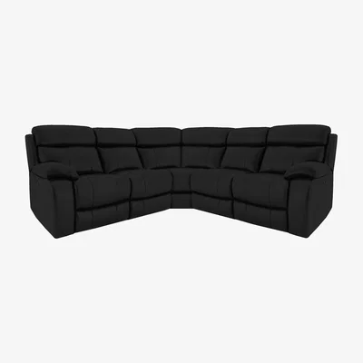 Furniture Village Moreno Leather Power Recliner Corner Sofa with Power Headrests - Black