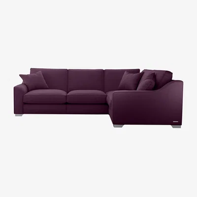 Furniture Village The Lounge Co. - Isobel Small Fabric Right Hand Facing Corner Fibre Fill Sofa with Chrome Feet - Frosted Grape