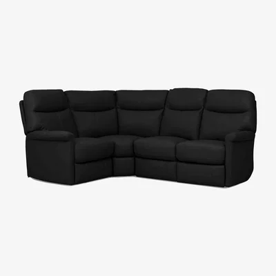 Furniture Village Compact Collection Lille BV Leather Left Hand Facing Corner Sofa - Classic Black
