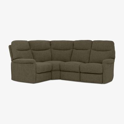 Furniture Village Compact Collection Lille Fabric Left Hand Facing Corner Sofa with Power Recliner - Grey Forest