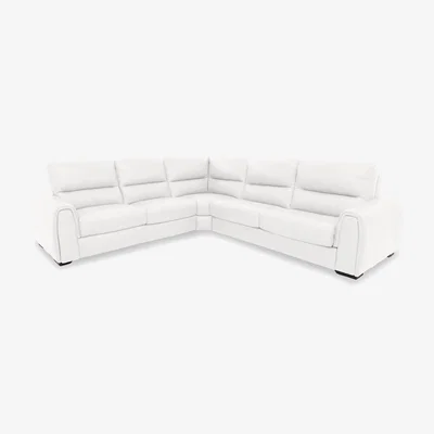 Furniture Village Flex NC Leather Large Left Hand Facing Corner Sofa Bed with Storage Arm - NC Star White