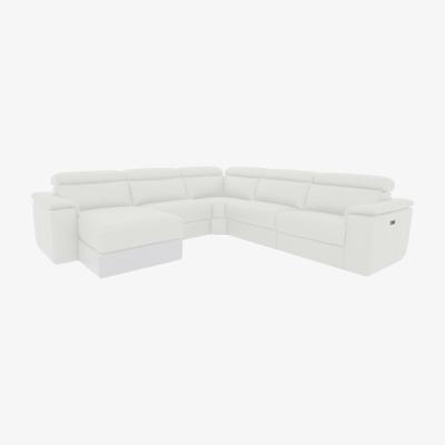 Furniture Village Nicoletti Italia - Davide Large Leather Left Hand Facing Corner Power Recliner Sofa with Chaise End - Torello Bianco Puro