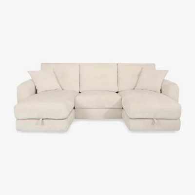 Furniture Village Nest Small Fabric U-Shaped Corner Sofa with Double Storage Chaises