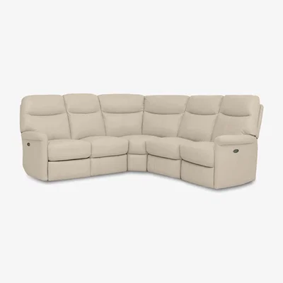 Furniture Village Compact Collection Lille Large NC Leather Corner Sofa with Power Recliner - NC Bisque