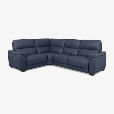 Furniture Village World of Leather - Saffron Small BV Leather Left Hand Facing Corner Sofa - BV Ocean Blue