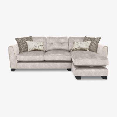 Furniture Village Ariana Fabric Classic Back Right Hand Facing Chaise End Sofa with Brass Insert - Dapple Cream