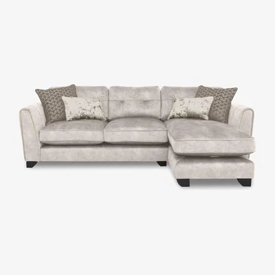 Furniture Village Ariana Fabric Classic Back Right Hand Facing Chaise End Sofa with Brass Insert - Dapple Cream