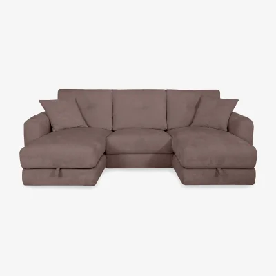 Furniture Village Nest Small Fabric U-Shaped Corner Sofa with Double Storage Chaises