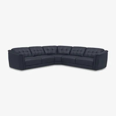 Furniture Village Monarch Large Leather Corner Sofa - Montana Navy
