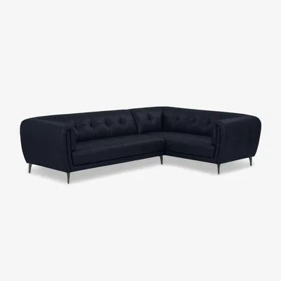 Furniture Village Sienna Leather Right Hand Facing Corner Sofa - Montana Navy