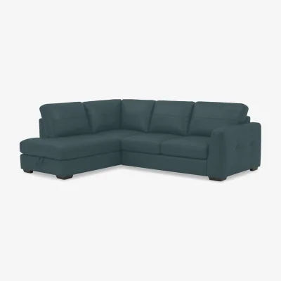 Furniture Village Dinky Leather Left Hand Facing Corner Sofa with Storage Chaise End - Peacock Cat - Sofas and Armchairs - In Time for Christmas