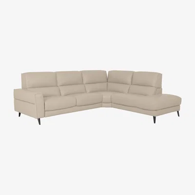 Furniture Village Axel BV Leather Right Hand Facing Chaise End Sofa - Dapple Grey