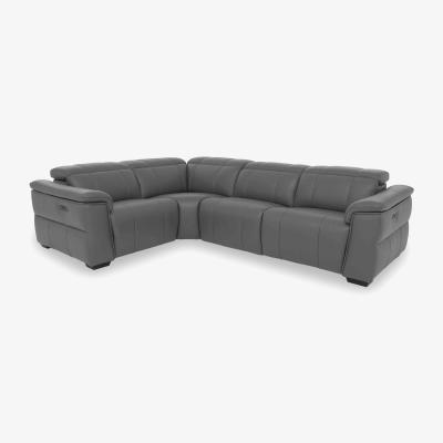 Furniture Village Inca NC Leather Double Power Recliner Left Hand Facing Corner Sofa with Power Headrests