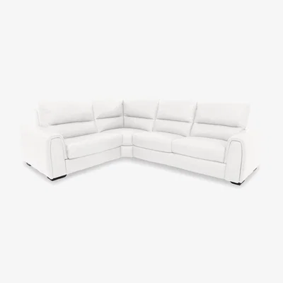 Furniture Village Flex BV Leather Small Left Hand Facing Corner Sofa Bed with Power Recliner and Storage Arms - BV Star White