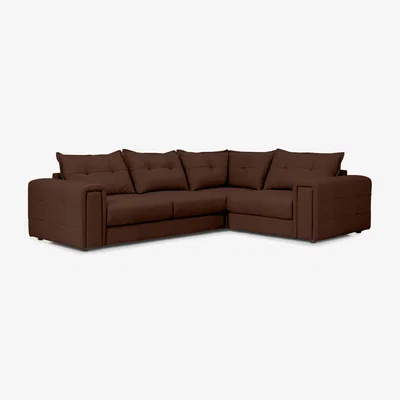 Furniture Village Boutique Goliath Leather Right Hand Facing Corner Sofa - Chocolate