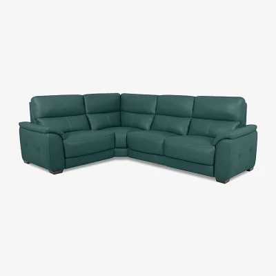 Furniture Village World of Leather - Saffron Small BV Leather Left Hand Facing Corner Sofa - BV Lake Green