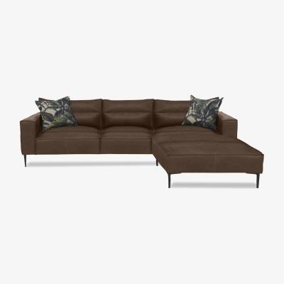 Furniture Village Alexander and James - Boutique Jade Leather Right Hand Facing Chaise End Sofa - Kodak Clove