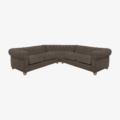 Furniture Village Alexander and James - Chesterfield Collection Hugo Large Fabric Corner Sofa - Discovery with Studs - Oak Feet