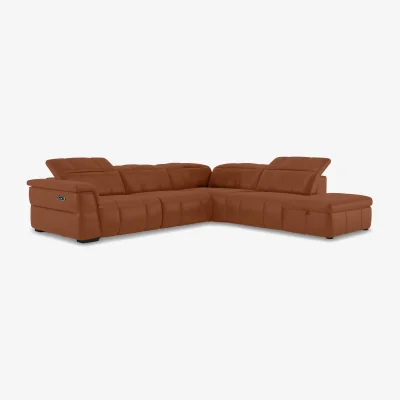 Furniture Village Leather Recliner Right Hand Facing Corner Sofa with Headrests and Storage Chaise End - Butterscotch - Sofas and Armchairs - In Time for Christmas
