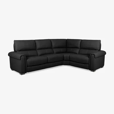 Furniture Village Nixon NC Leather Right Hand Facing Corner Sofa - Black