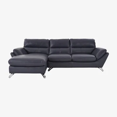Furniture Village Salvador Leather Corner Chaise Sofa - Blue
