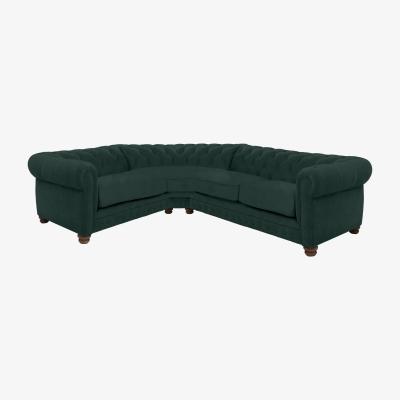 Furniture Village Alexander and James - Chesterfield Collection Hugo Small Fabric Left Hand Facing Corner Sofa - Honeycreeper - Dark Feet