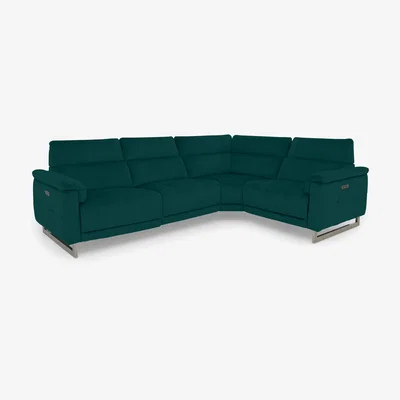 Furniture Village Moet Fabric Power Recliner Right Hand Facing Corner Sofa with Telescopic Headrests