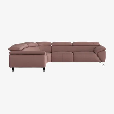 Furniture Village Nicoletti - Tesla Leather Corner Sofa - Pink