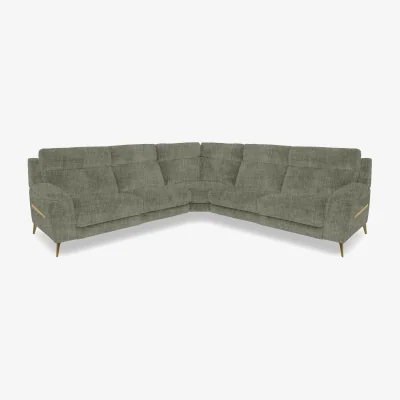 Furniture Village Eclipse Large Fabric Corner Sofa - Olive Green