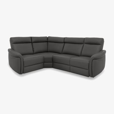 Furniture Village Dublin Leather Left Hand Facing Corner Sofa - Grey