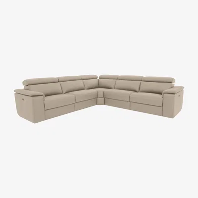 Furniture Village Nicoletti Italia - Davide Large Leather Corner Power Recliner Sofa - Torello Fango