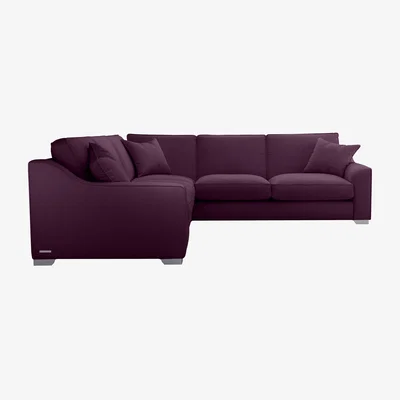 Furniture Village The Lounge Co. - Isobel Large Fabric Corner Fibre Fill Sofa with Chrome Feet - Frosted Grape