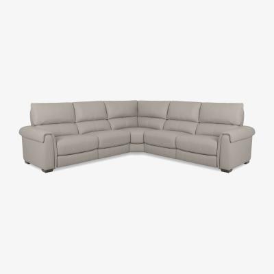 Furniture Village Nixon HW Leather Large Left Hand Facing Corner Sofa with Power Recliner - Feather