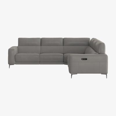 Furniture Village Adama Large Leather Power Recliner Corner Sofa with Telescopic Headrests - Grey- World of Leather