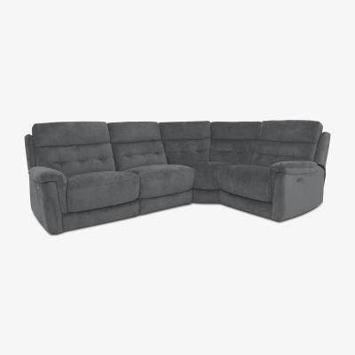 Furniture Village Springer Fabric Right Hand Facing Corner Sofa with Power Recliner - R20 Pewter