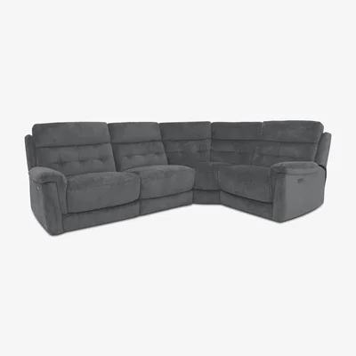 Furniture Village Springer Fabric Right Hand Facing Corner Sofa with Power Recliner - R20 Pewter