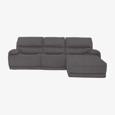 Furniture Village Link Fabric Power Recliner Right Hand Facing Corner Chaise Sofa with Power Headrests - Iron