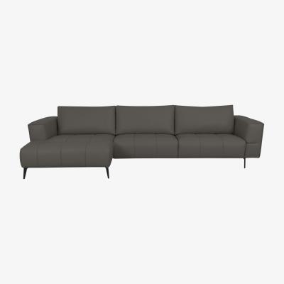 Furniture Village Domicil - Lawson Leather Left Hand Facing Chaise End Sofa - NN Elephant Grey
