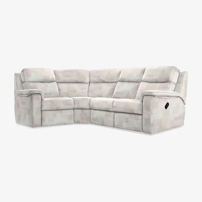 Furniture Village G Plan - Thornbury Fabric Manual Recliner Left Hand Facing Corner Sofa - Checkers Putty