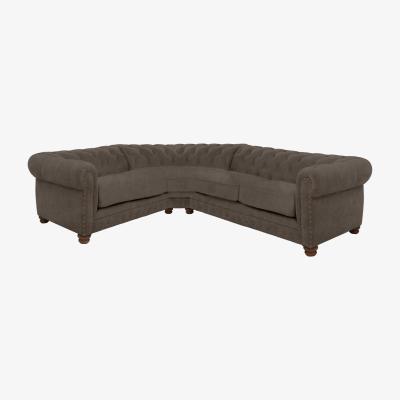 Furniture Village Alexander and James - Chesterfield Collection Hugo Small Fabric Left Hand Facing Corner Sofa - Discovery with Studs - Dark Feet