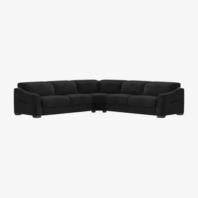 Furniture Village Xavier BV Leather Large Corner Sofa - Classic Black
