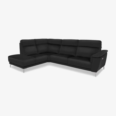 Furniture Village Nicoletti Italia - Amalfi Leather Left Hand Facing Chaise Power Recliner Sofa - Torello Nero