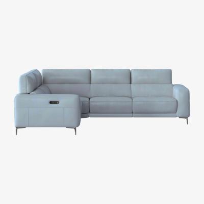 Furniture Village Adama NC Leather Left Hand Facing Corner Sofa with Power Recliner - Pearl Blue