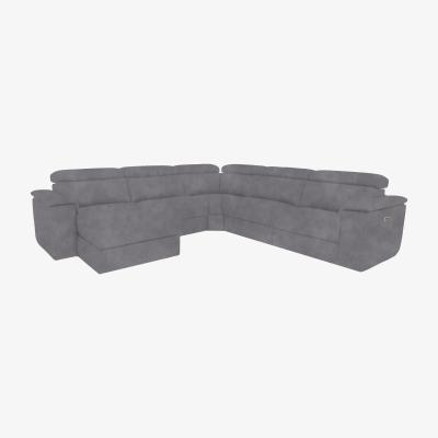 Furniture Village Nicoletti Italia - Davide Large Fabric Left Hand Facing Corner Power Recliner Sofa with Chaise End - Selma Topo