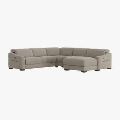 Furniture Village Xavier BV Leather Right Hand Facing Corner Chaise Power Recliner Sofa with Headrests - Taupe