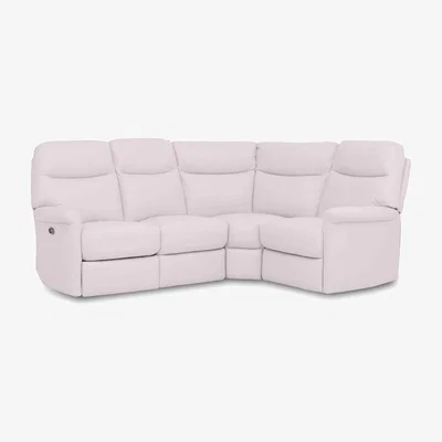 Furniture Village Compact Collection Lille BV Leather Right Hand Facing Corner Sofa with Power Recliner - BV Star White